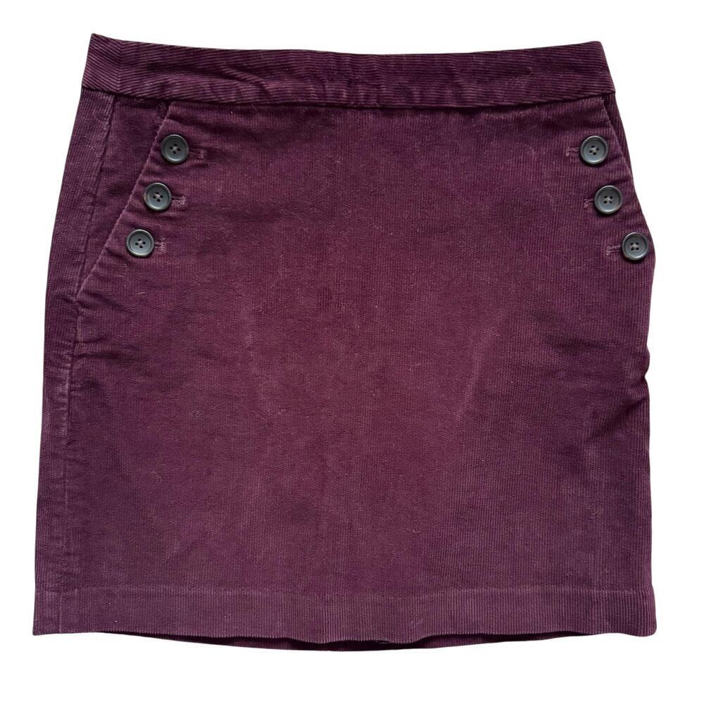 Banana Republic Skirt Womens 6 Burgundy Corduroy Button‎ Mini Fall 2012 Lined